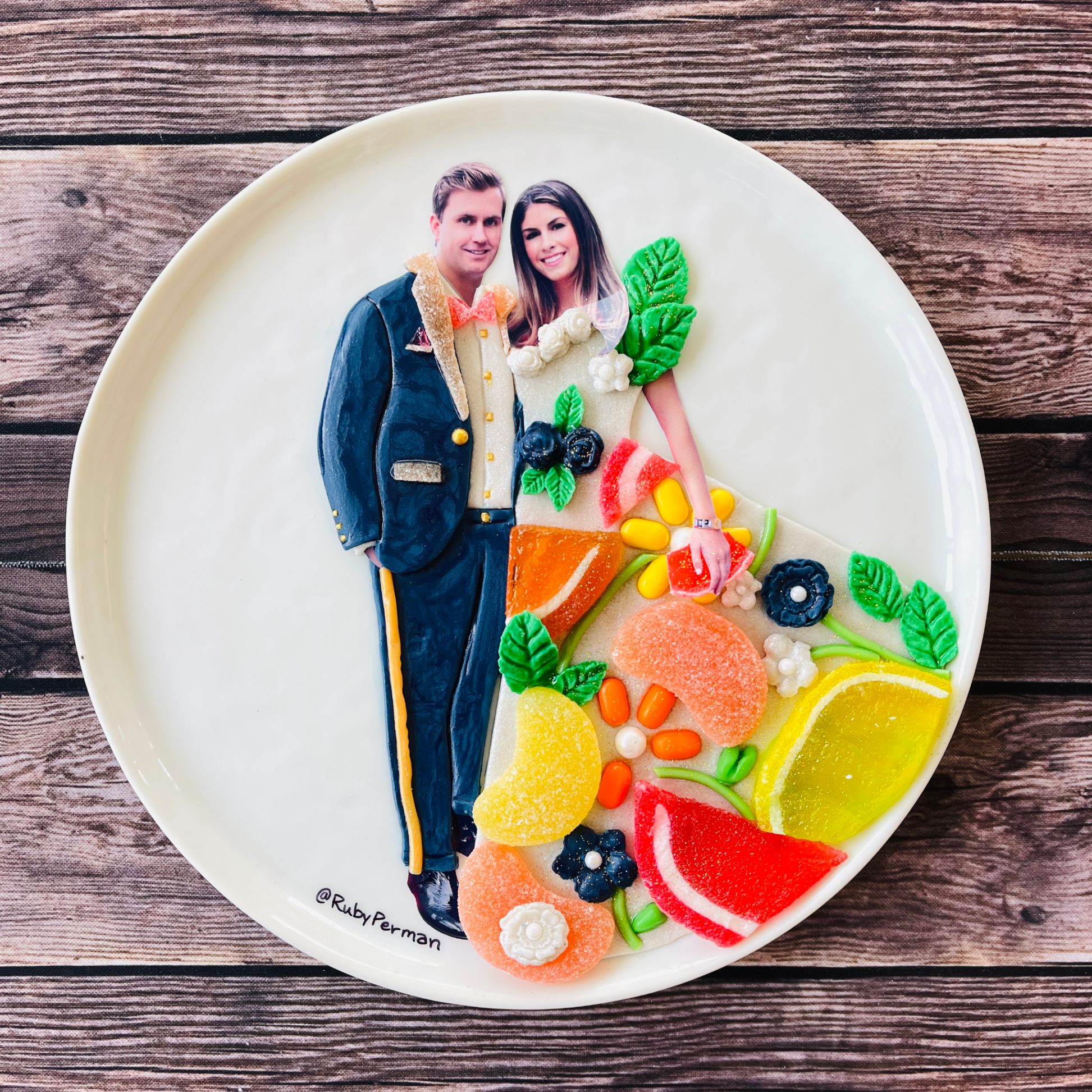 Custom candy couture wedding plate